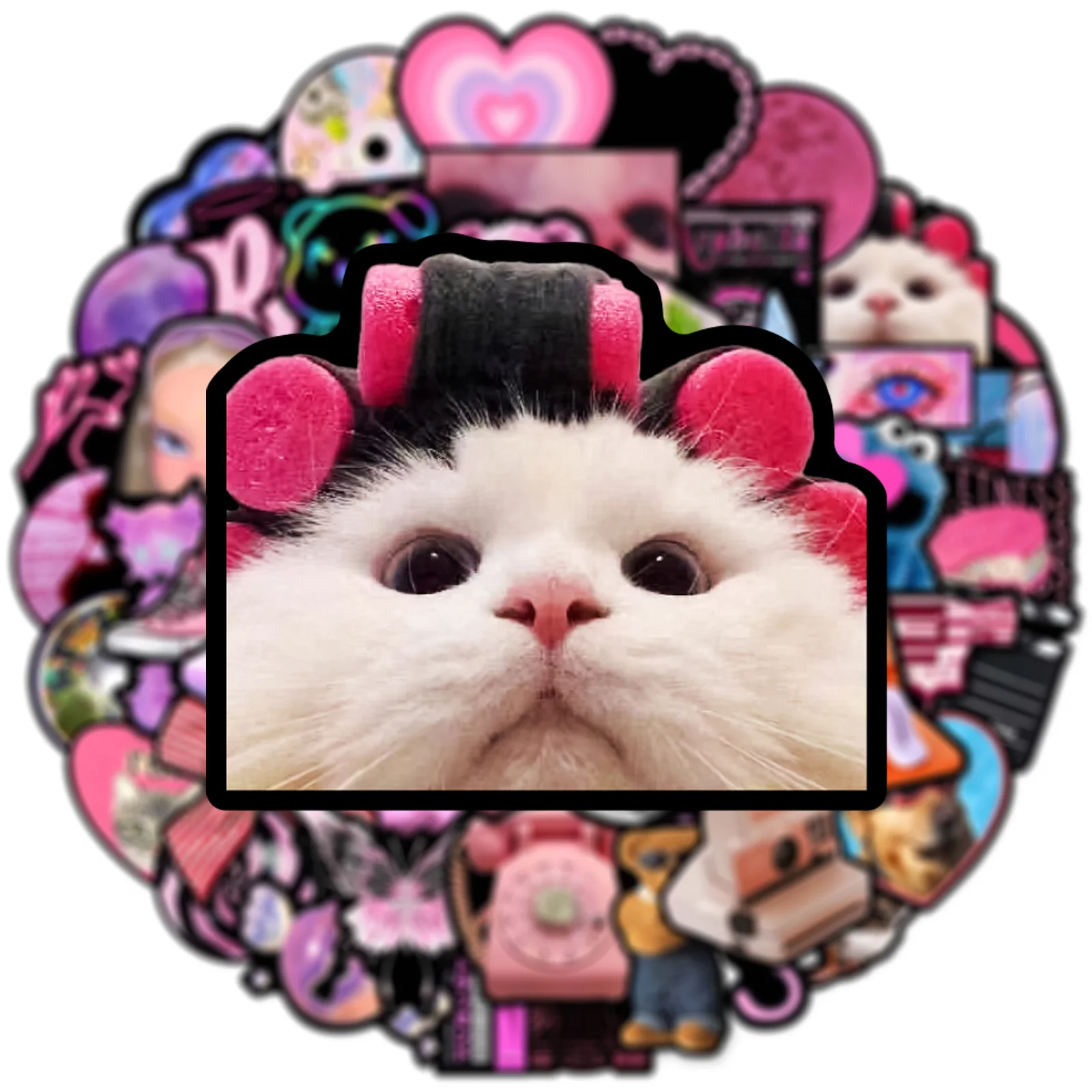 50 Uds. De pegatinas de grafiti de dibujos animados de estilo rosa y negro, pegatinas impermeables para teléfono, guitarra, portátil, maleta, taza, juguete - imagen 4