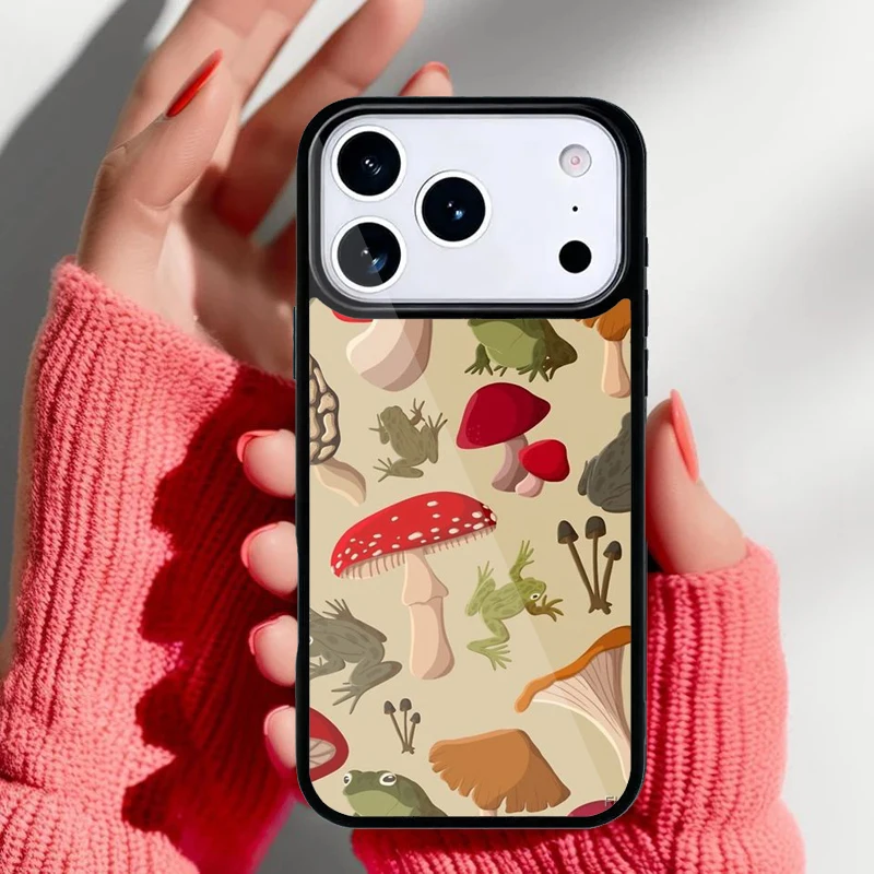 Funda Krajews con diseño de hongo y rana verde menta