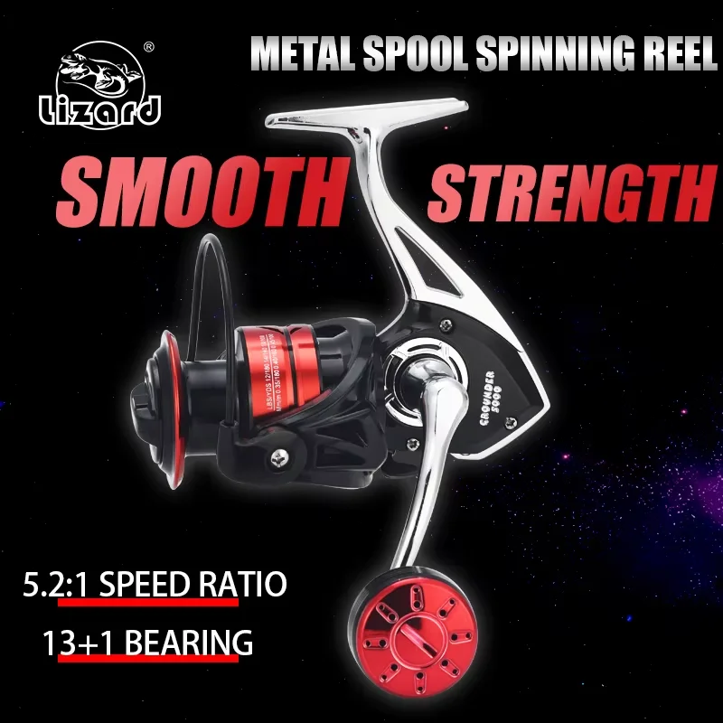 Mango y soporte de carrete poco profundo de Metal Lizard, relación de velocidad 5,2: 1 con carrete giratorio de 13 rodamientos con perilla redonda - imagen 2