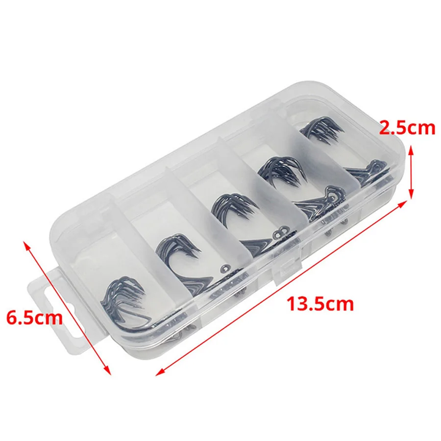 BODECIN-Juego de anzuelos de Pesca de Mar, 50 piezas, anzuelos triples con púas para carpa, aparejos de pesca de gran espacio, Texas - imagen 5