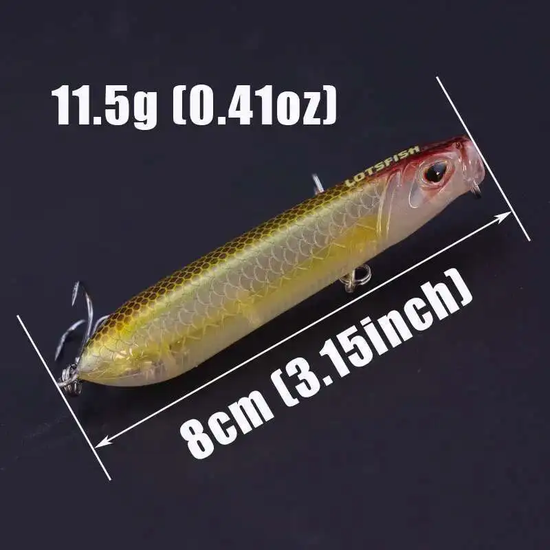 Señuelo de pesca con lápiz de agua superior, 8cm, 11,5g, revestimiento corporal, señuelo flotante, cebos duros artificiales realistas para pesca en agua dulce y salada - imagen 4