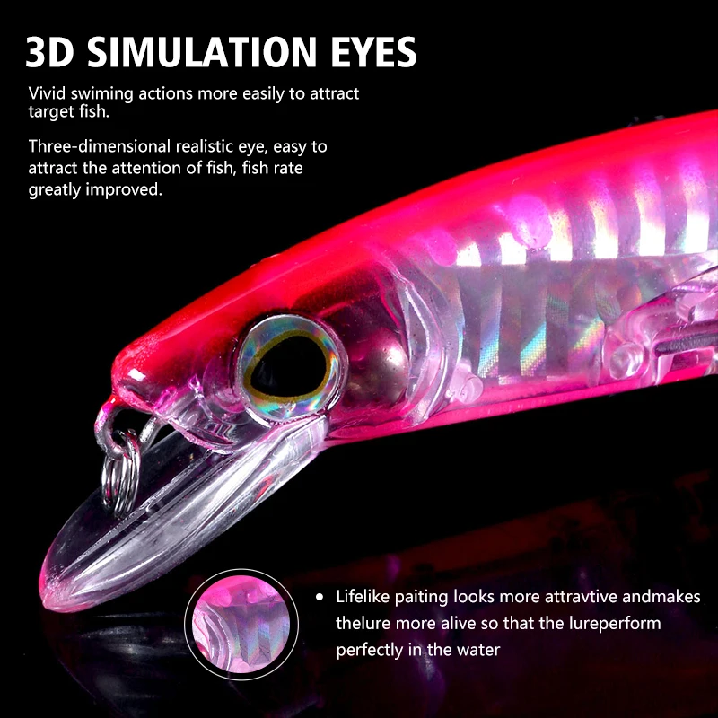 Wobbler Crankbait Minnow duro para lucio y carpa – pesca deportiva - imagen 2