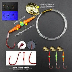 ZYZHE Kit lucioperca - Aparejos preatados con anzuelos pulpo rojos
