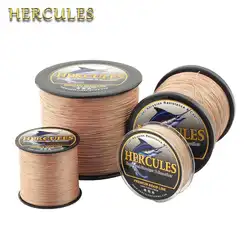 Línea de pesca HERCULES que nunca se decolora, 4 hebras, 6LB-100LB, línea de pesca trenzada marrón, 4x, la mejor línea de agua salada de alambre de PE multifilamento