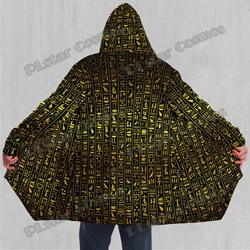Capa con capucha con forro de Sherpa para hombre, símbolo de jeroglíficos del Antiguo Egipto, estampado 3D, capa gruesa y cálida informal para invierno DP78