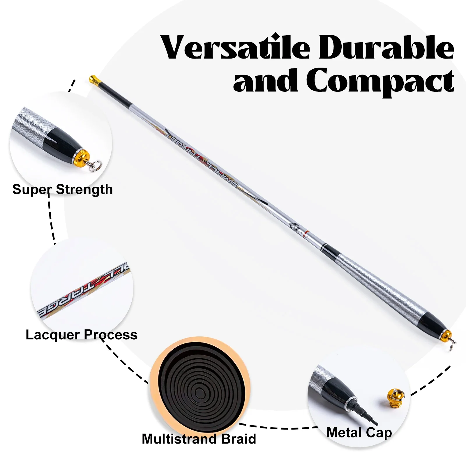 Caña de pescar telescópica Goture SMRLL TARGET/CARBON 1,8 m 2,1 m 2,4 m 2,7 m 3,0 m 3,6 m caña portátil ultraligera para pesca en estanques de corriente - imagen 2