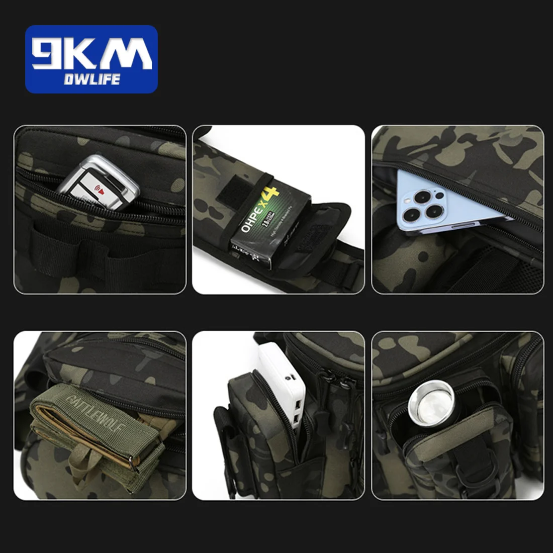 Bolsa de pesca impermeable 9KM – Nailon 600D para cañas y aparejos - imagen 4