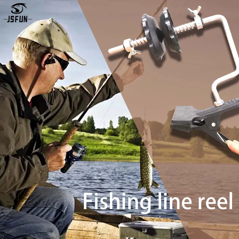 JSFUN-enrollador de sedal de pesca portátil, carrete negro con Clip, herramienta para aparejos, enrollador para pesca, deportes al aire libre, 1 ud.