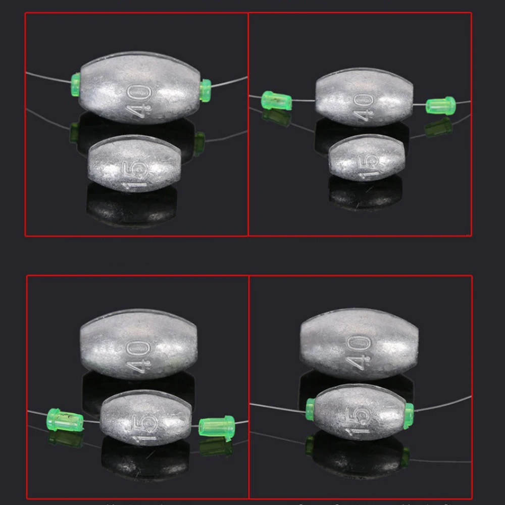 10 Uds 2g-50g peso de pesca de corazón abierto plomo forma de oliva línea deslizante peso tiro plomos accesorios de aparejos de pesca de carpa - imagen 3