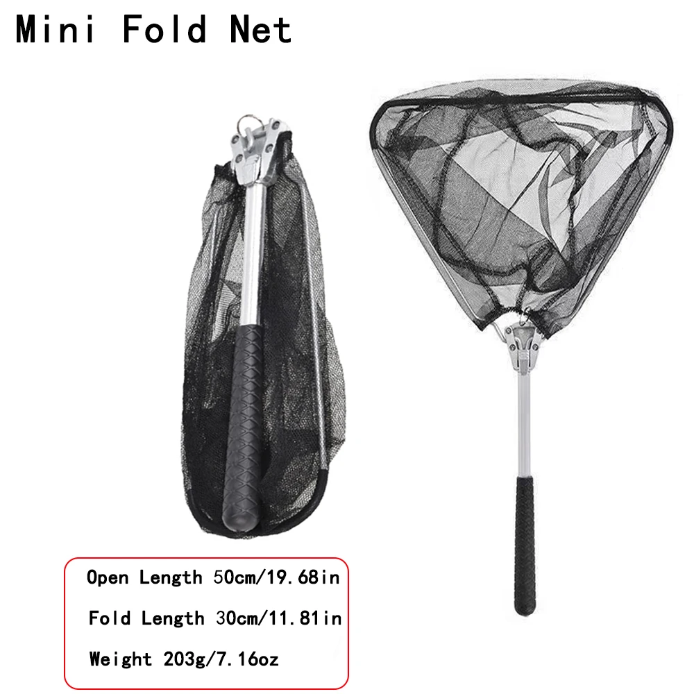 Mini red de aterrizaje de pesca de aluminio, práctica red de aterrizaje con mosca plegable, red de pesca Triangular plegable para peces al aire libre - imagen 2