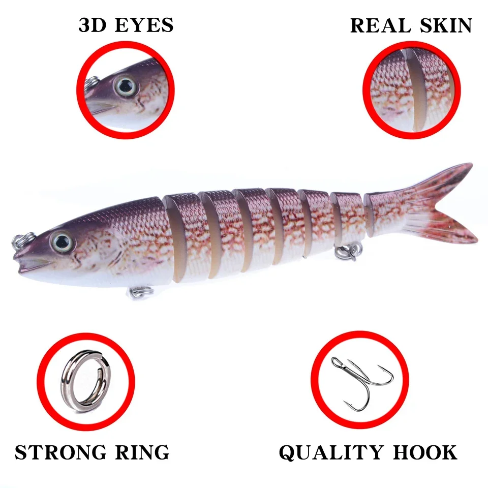 Wobblers Señuelos de Pesca de Lucio Artificial, secciones articuladas múltiples, cebo duro Artificial, herramientas de pesca de carpa, 12cm, 19g - imagen 3