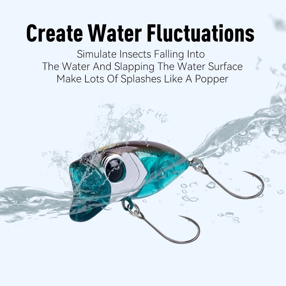 Kingdom Micro Minnow Topwater Señuelos de Pesca 2,4g 35mm Z-Action cebo duro de alta calidad flotante Popper gancho único para Lucio - imagen 5