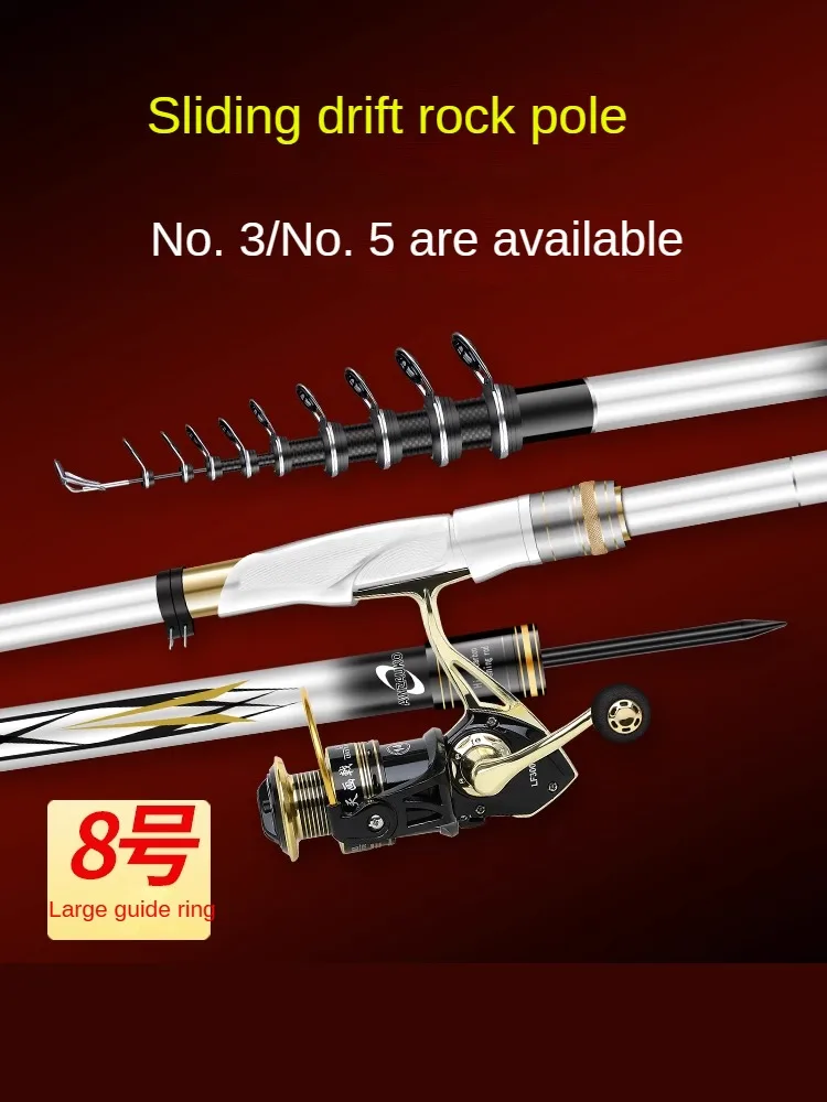 Caña de pescar ultraligera superdura, caña de pescar telescópica de fibra de carbono, giratoria, para mar, 3 #5 # - imagen 5