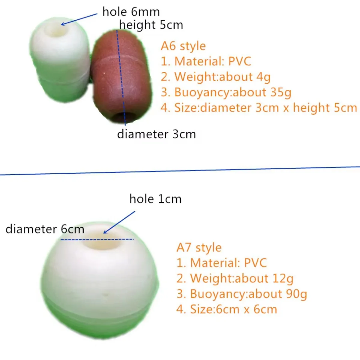 Bola flotante de espuma de PVC dura, boya de bola flotante para acuicultura para red de pesca y jaula de pescado, herramienta de pesca, boya de canal de natación