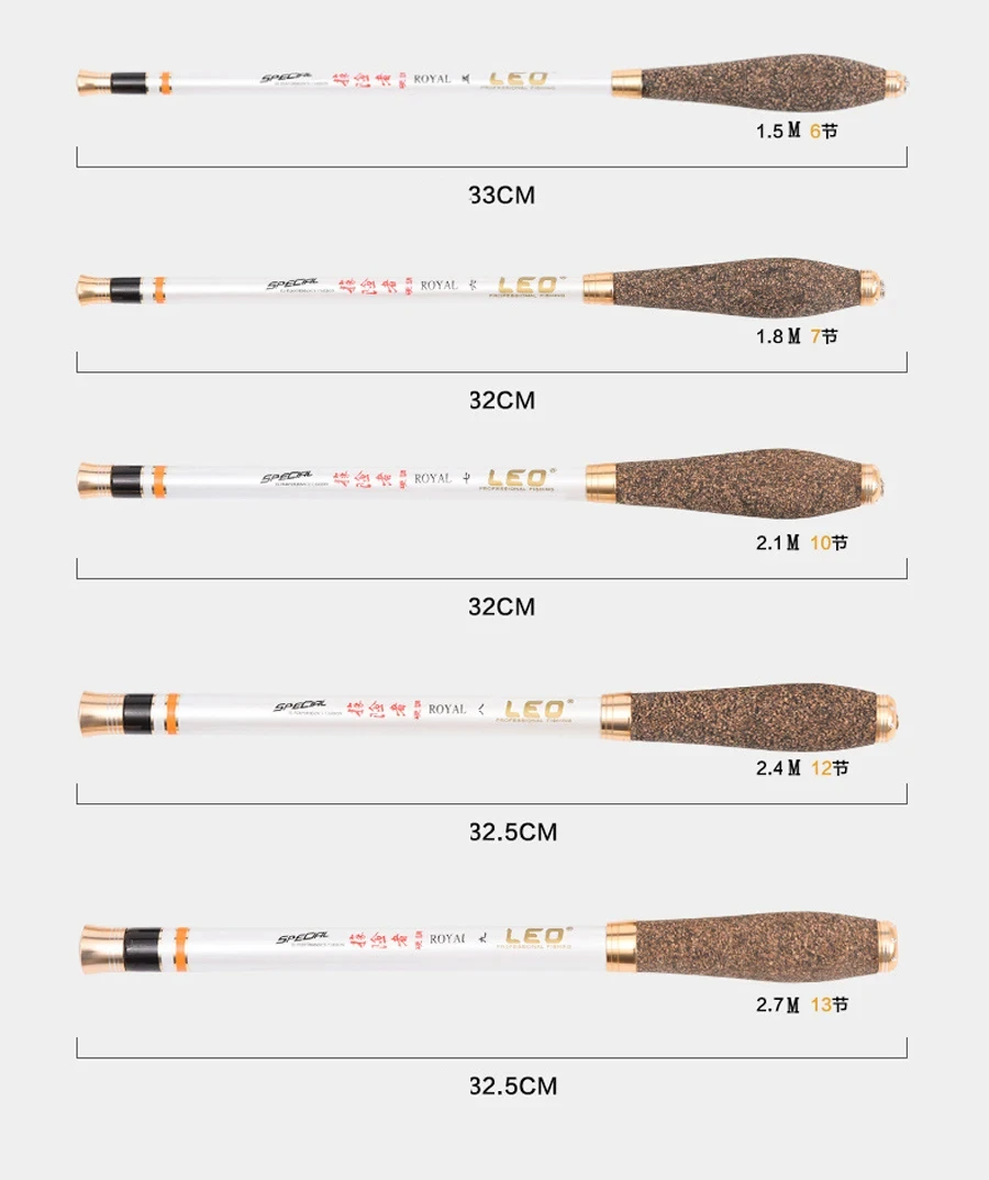 Caña de pescar de bolsillo ultraligera, portátil, superdura, 1,5/1,8/2,1/2,4/2,7 M, telescópica, fundición de carbono - imagen 2
