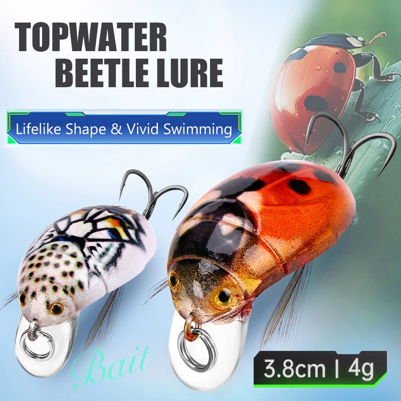 Cebo de escarabajo WEIHE, cebo duro malo de escarabajo microflotante biónico Luer