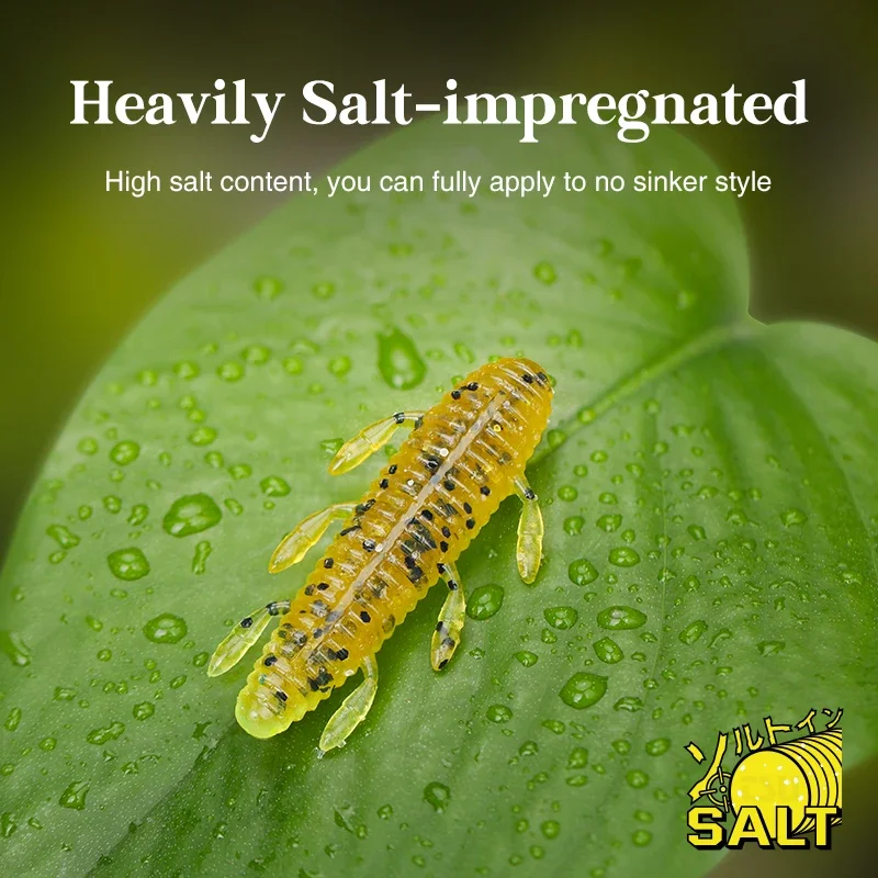 TSURINOYA-señuelo suave para pesca de lubina, cebo de silicona INSECTA de 45mm, 2,4g, 12 piezas, gusano suave sin plomo - imagen 4