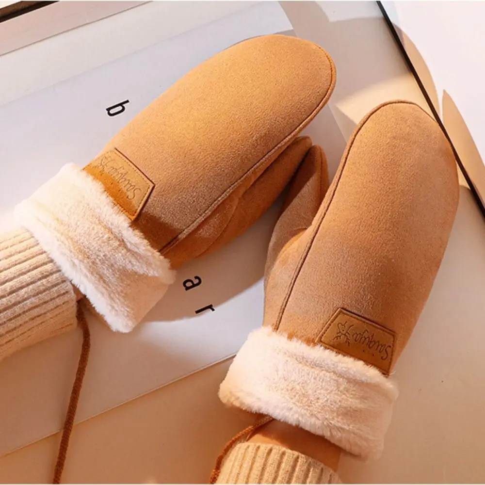 Guantes Halter acolchados de terciopelo de gamuza para mujer, cálidos, de lana térmica, transpirables, gruesos, para bicicleta, pantalla táctil, esquí - imagen 5