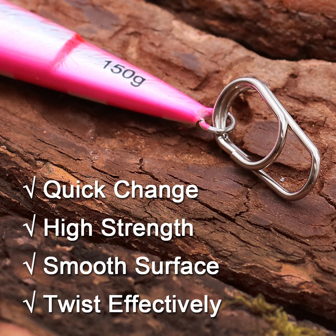 9KM 50 Uds. Conectores de Señuelos de Pesca ovalados a presión anillos divididos de pesca en agua salada Snap de acero inoxidable - imagen 5