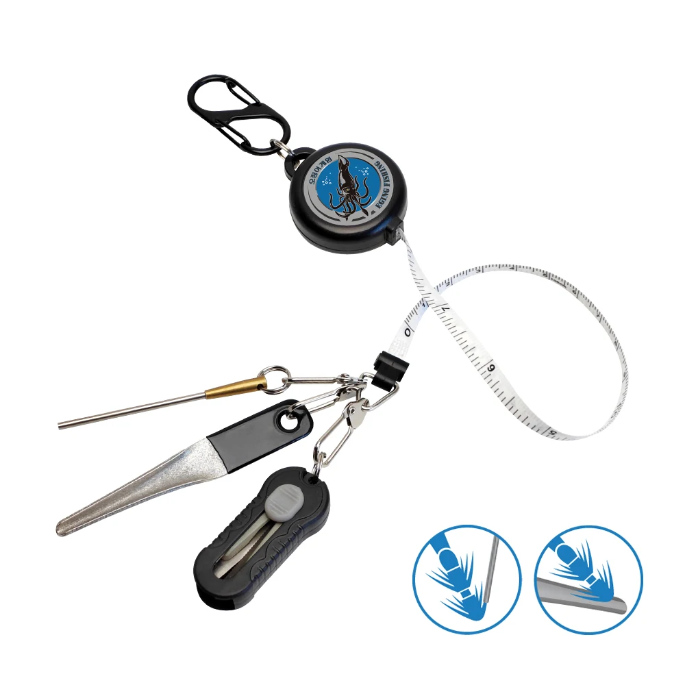 Tijeras pesca multiusos: cortalíneas, medidor y extractor anzuelos