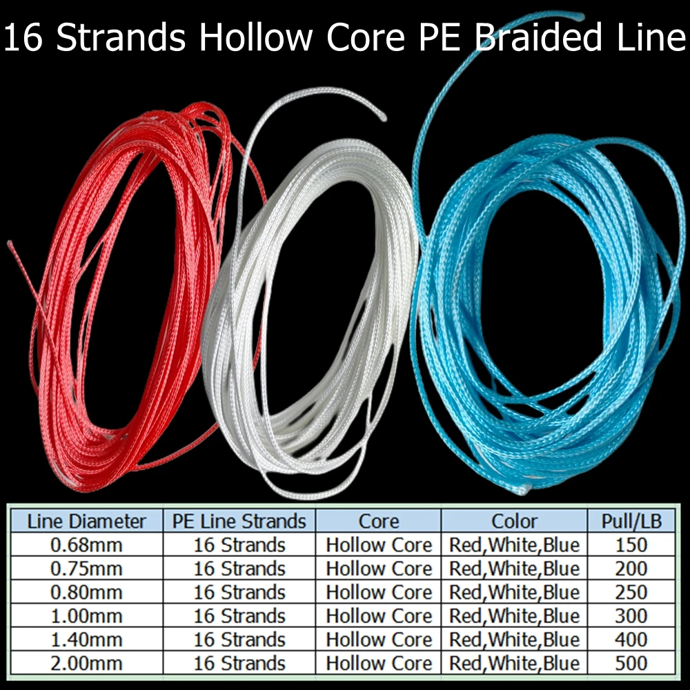 Warknife-sedal de pesca trenzado de PE, 10 m/lote, 16 hebras, cuerda de núcleo hueco súper fuerte para anzuelo de asistencia, aparejo, pesca de lanza de buceo - imagen 2