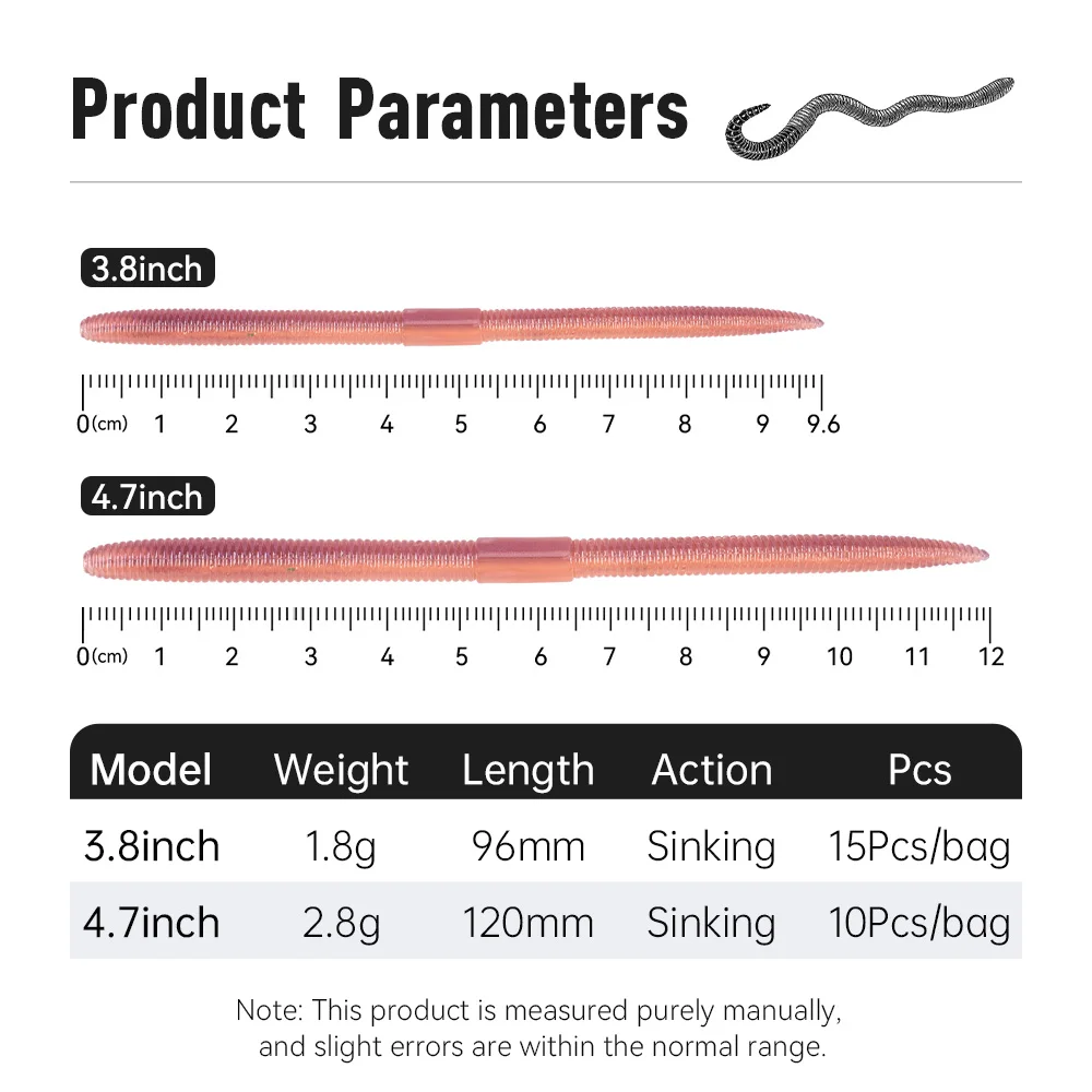 Kingdom-señuelo suave de hundimiento lento, 1,8g, 2,8g, 96mm, 120mm, Señuelos de pesca artificiales, gusanos de mar, aparejos de pesca de lombriz de tierra, señuelos blandos - imagen 2