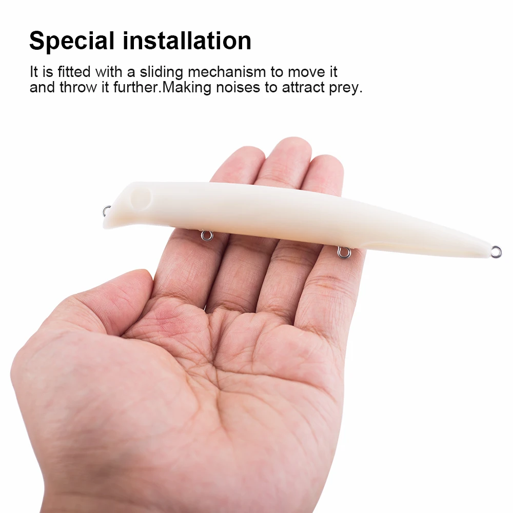 Hanlin-Señuelos de Pesca de plástico duro, 5 piezas/10 piezas, 13CM, 12,5G, andador sin pintar - imagen 4