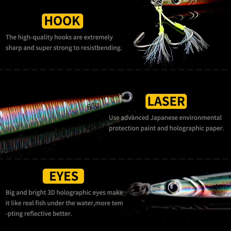 Jigs de Pesca de mar de trabajo mágico, 60g, cebos de peces falsos, plantilla de Pesca, plantilla de Metal, plantilla de fundición de cebo Artificial, señuelos de Lucio, Pesca, lubina negra - imagen 3