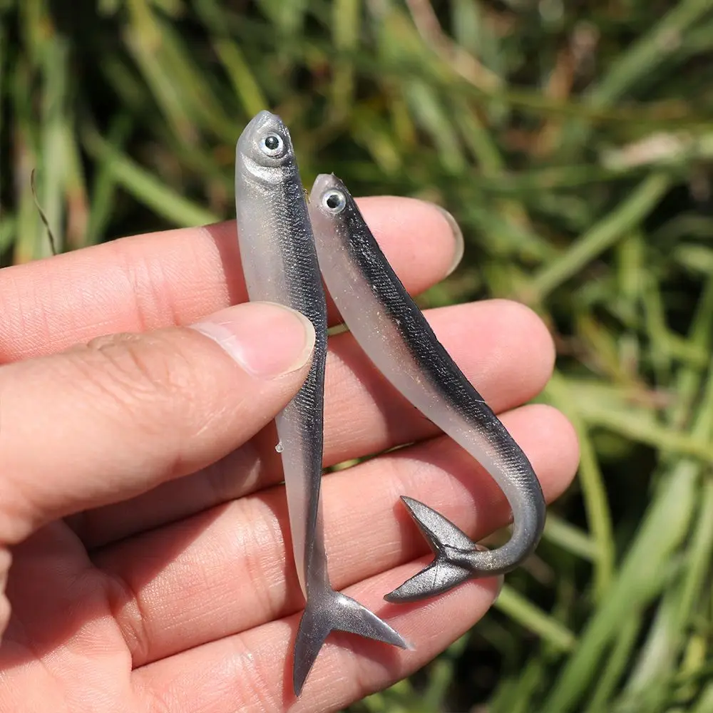 Señuelos de silicona plateados 8 cm – Camarón y lombrices carnada - imagen 2