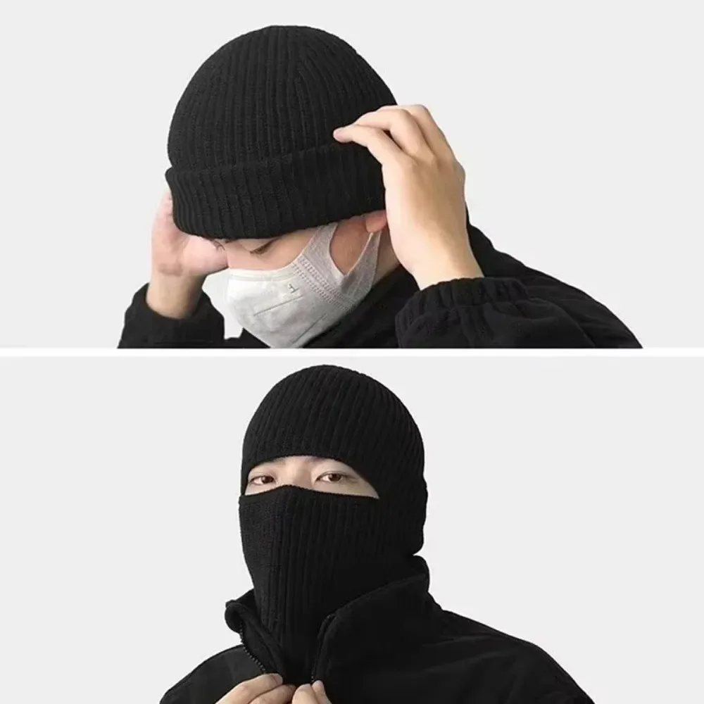 Nuevo Gorro de punto a prueba de viento, gorro grueso y cálido para cara completa, protección para los oídos, pasamontañas de invierno, gorro para esquiar al aire libre