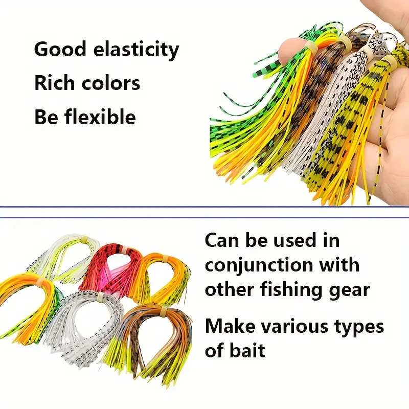 Paquete de 12 faldas de pesca de silicona de 13cm para Spinnerbait Buzzbait, señuelos de goma, faldas de calamar DIY, accesorios de Material para atado de moscas - imagen 5