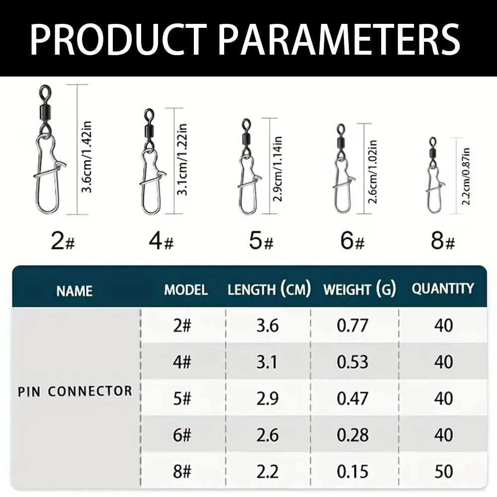 JSFUN 210 unids/caja barril rodante giratorio de acero inoxidable Snap señuelo conectores conector de pesca - imagen 2
