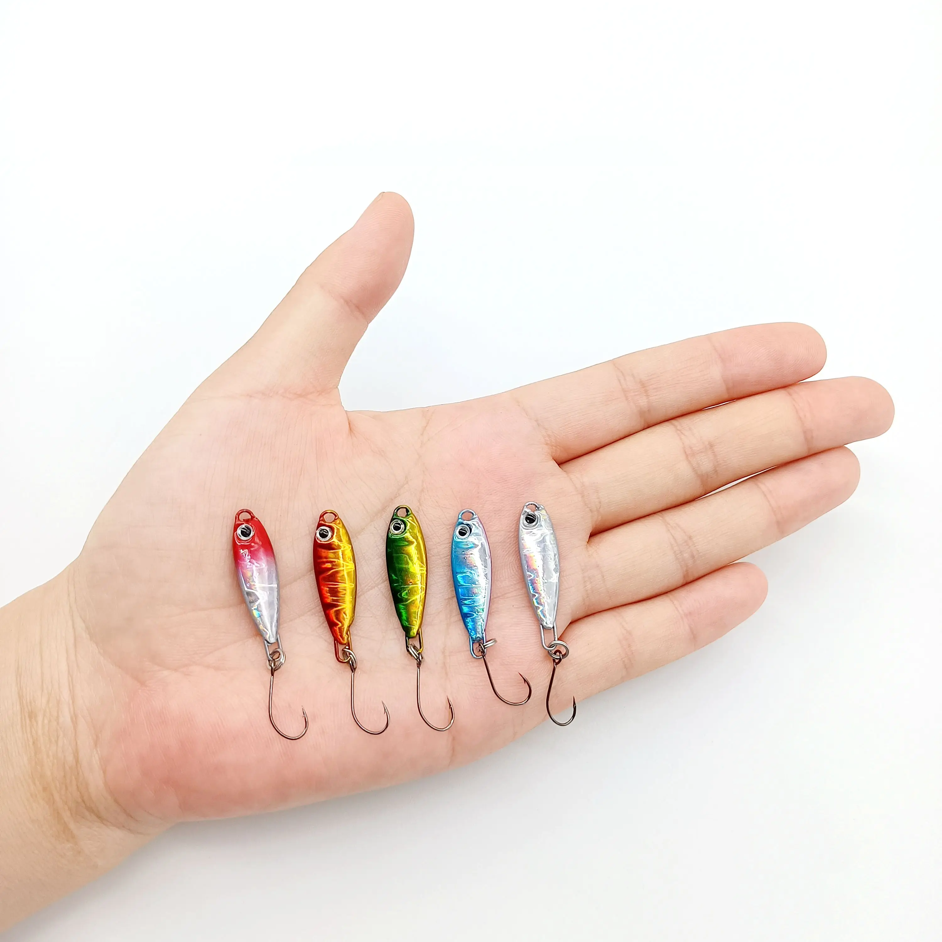 DUODUOYU-Mini señuelo de pesca de plantilla de Metal, 3,5g/5g, cuchara, pez pequeño con un solo gancho, aparejos de pesca de lubina - imagen 2