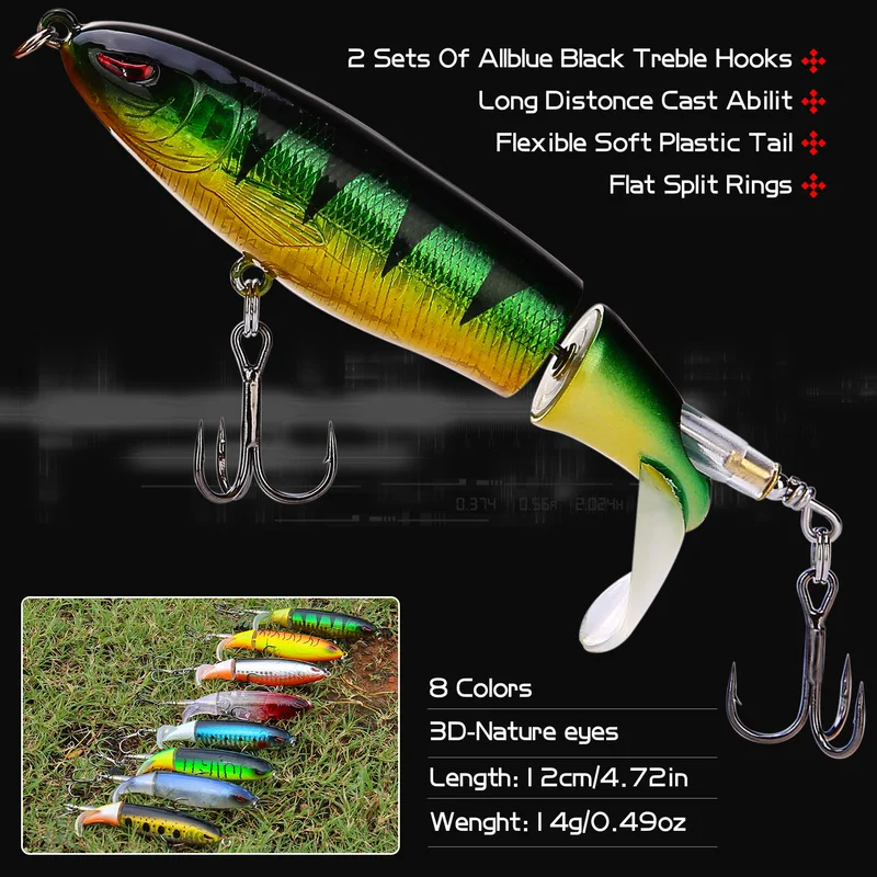 Sougayilang-señuelo de pesca giratorio 1Psc, 12g, para agua dulce o salada, 12cm/4,72 pulgadas, aparejos de pesca - imagen 3