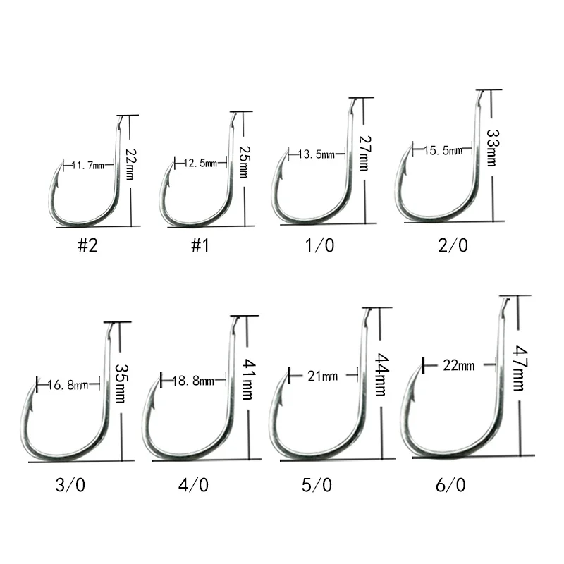 FUNADAIKO-anzuelos dobles de pesca, plantilla de pluma lenta, 1/0, 2/0, 3/0, 4/0, 5/0, 6/0, 7/0 - imagen 5