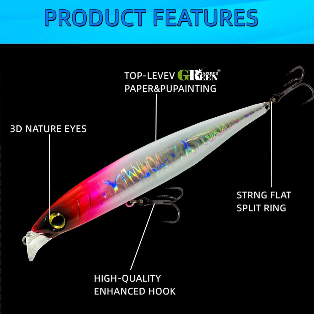 GS 1 Uds diseño de labio corto hundimiento cohete señuelos Pesca 30g/40g Minnow Wobbler plástico duro Pesca accesorios de aparejos de Pesca - imagen 5