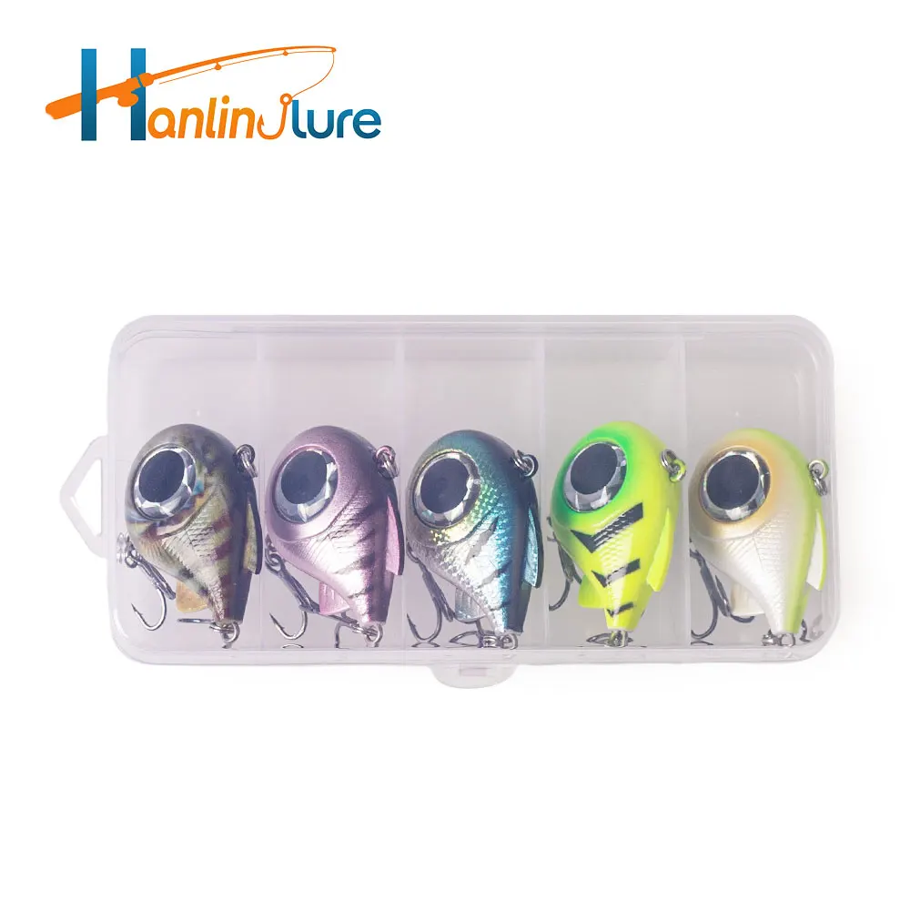 Haanlin 5 unids/caja ojos grandes VIB 4 cm/1,57 pulgadas/8,5g Señuelos de Pesca hundimiento vibración sonajero bola cebos duros artificiales aparejos de lubina