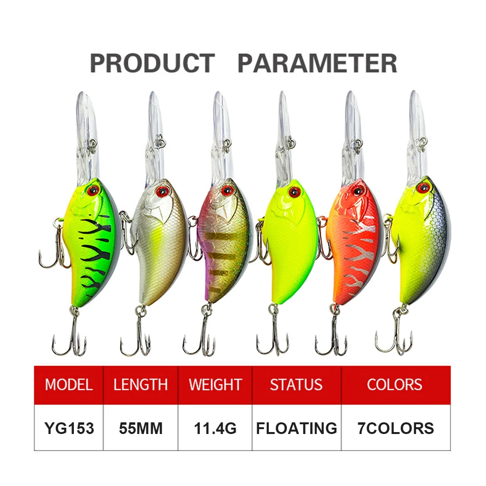 5,5 cm 11,4g Señuelos de Pesca flotante Crankbait Wobbler labios largos cebo duro Artificial Jerkbait accesorios de pesca para lubina YG153 - imagen 4