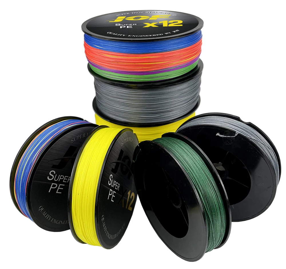 JOF12-sedal de pesca trenzado, hilo de pescar trenzado, resistente al desgaste, 4 colores, 100M, 300M, 500M, X12 - imagen 2