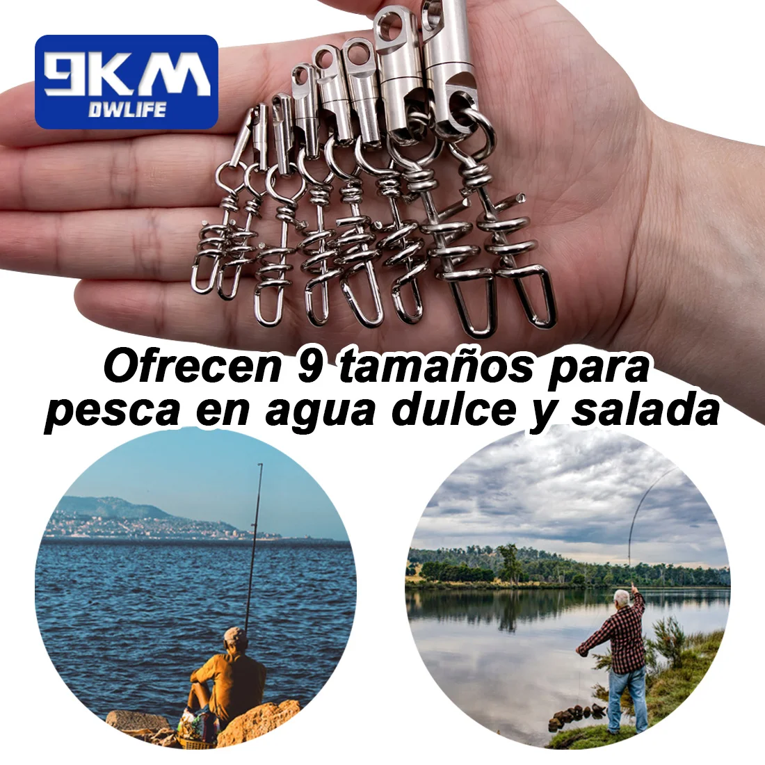 Swivel Giratorio Acero Inoxidable – Conector a Presión para Pesca - imagen 3
