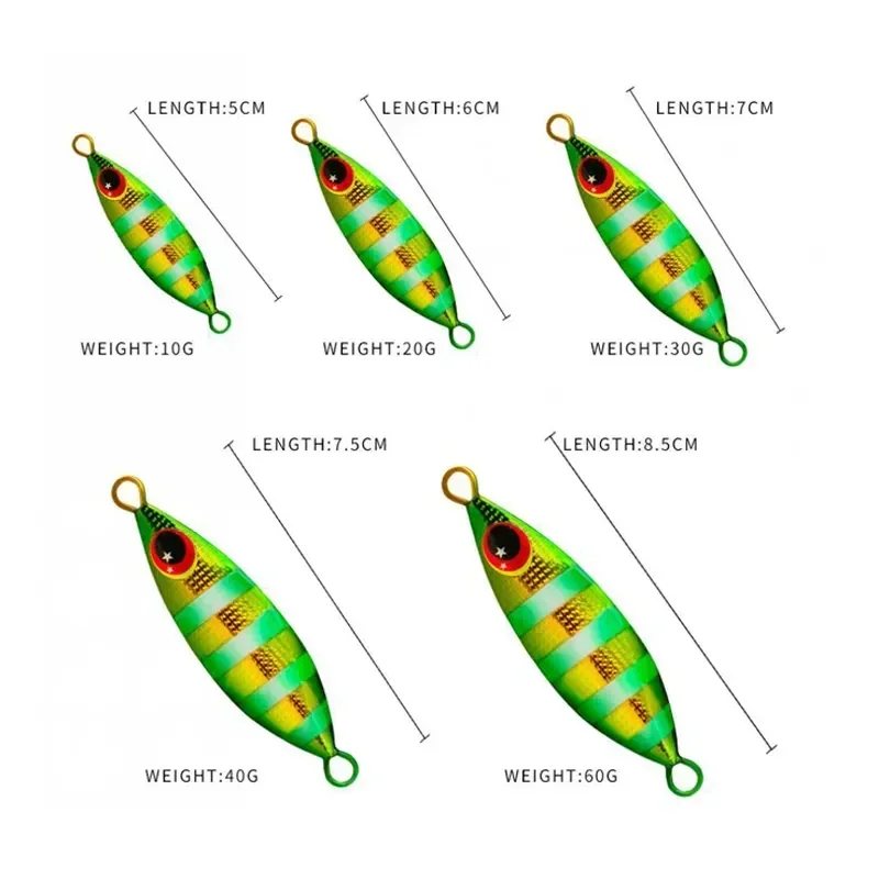 Señuelo de cuchara de plantilla de Metal, cebo biónico Artificial duro para pesca de lubina, atún, agua salada, Jigging lento, aparejo de pesca del océano, 6 piezas, 10g, 5cm - imagen 3