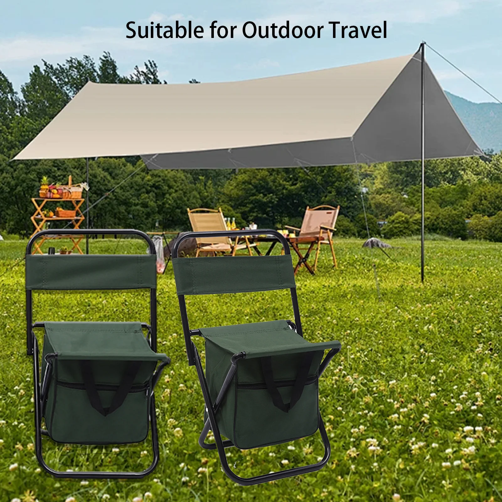 Silla de pesca plegable ultraligera – Oxford impermeable portátil - imagen 5