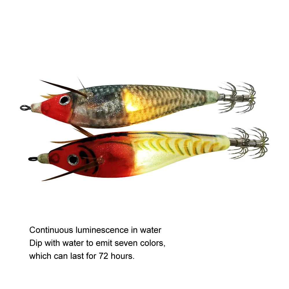 Señuelos de pesca, 2 uds., 10cm, 10,2g, plantilla de calamar con batería, madera Artificial, camarones, pulpo, cebo duro, plantillas de sepia, anzuelo, Crankbait de mar - imagen 3