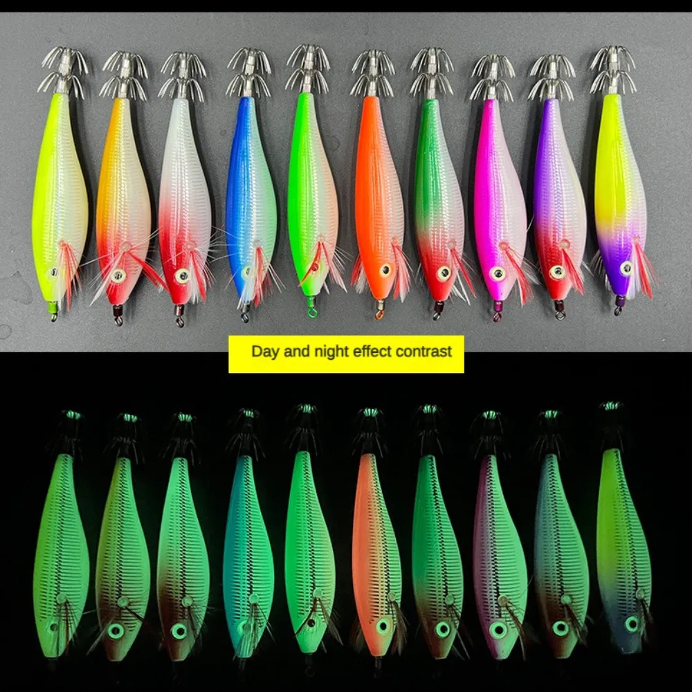 Señuelo de pesca con plantilla de calamar, 10g/10cm, camarones, gambas, brillo luminoso en la oscuridad, Spinner Artificial, aparejos de señuelo para sepia, pulpo - imagen 3