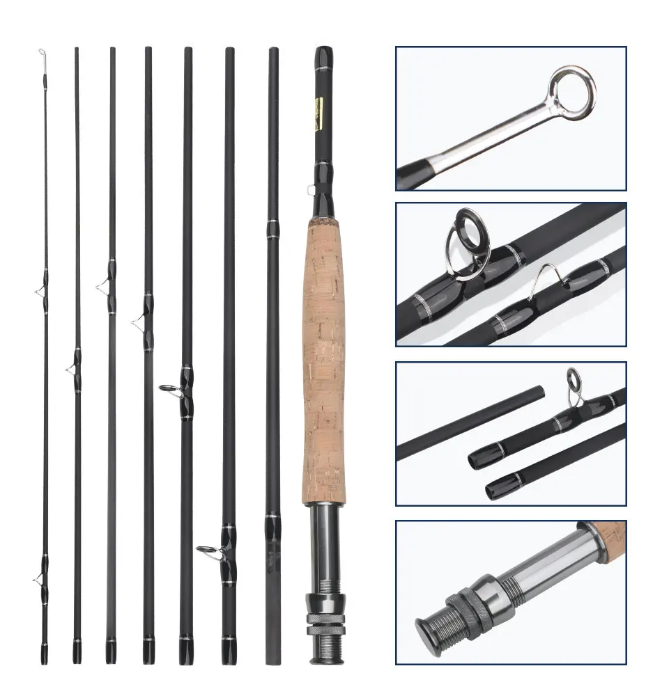 Caña de pescar con mosca multinodal # Varilla de viaje de fibra de carbono de 5-6/,7 secciones/8 secciones - imagen 5
