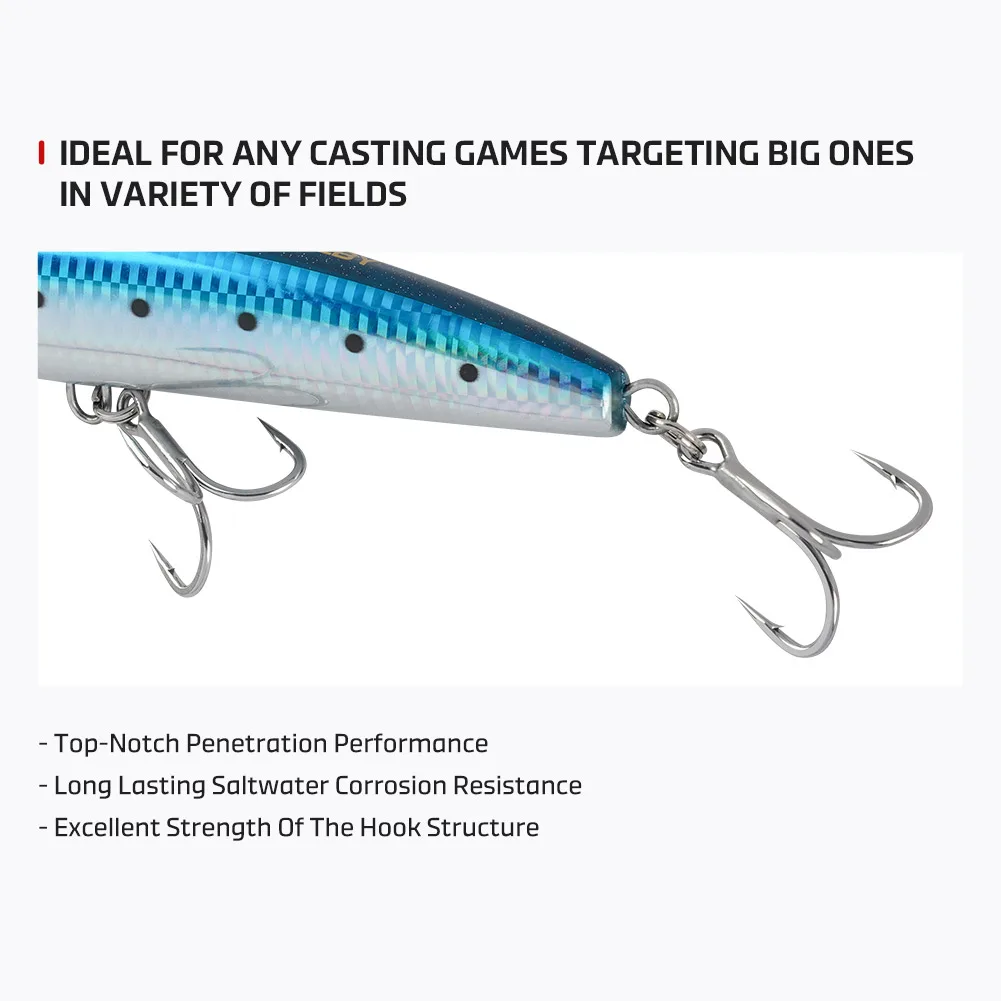 NOEBY anzuelo triple de clase pesada 1/0 2/0 3/0 4/0 aparejos de pesca de gran juego 6066 4X anzuelo de pesca de tiburón forjado antioxidante de acero al carbono alto - imagen 4