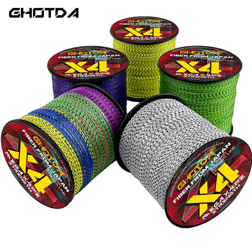 GHOTDA 300M 4 hebras 10-80LB PE alambre de pesca trenzado multifilamento Invisible súper fuerte línea de pesca moteada Japón Multicolor - imagen 5