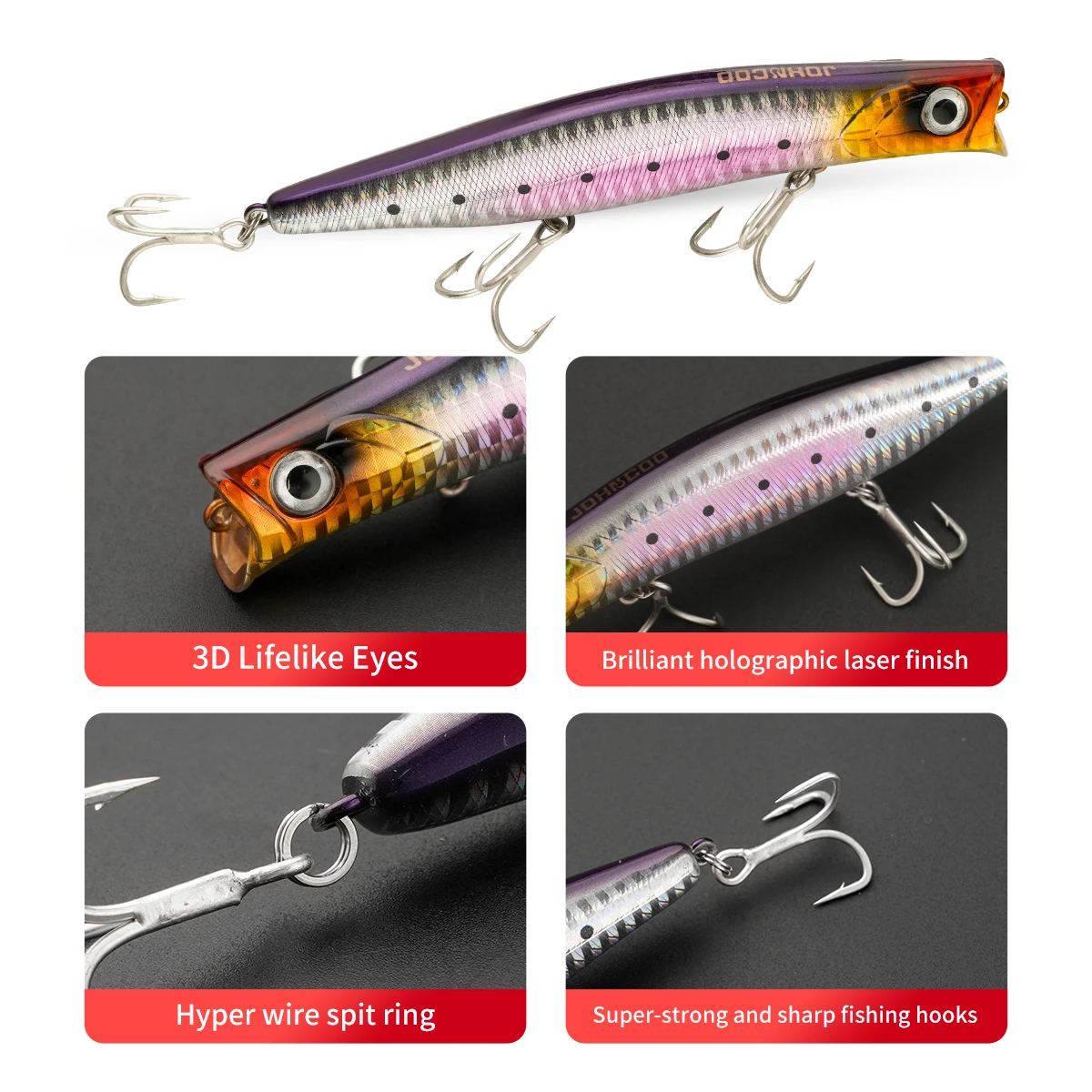 Señuelo de pececillo de fundición larga Johncoo, 12cm, 24g, pececillo flotante para pesca de lubina, cebo de pesca de Color impreso - imagen 3