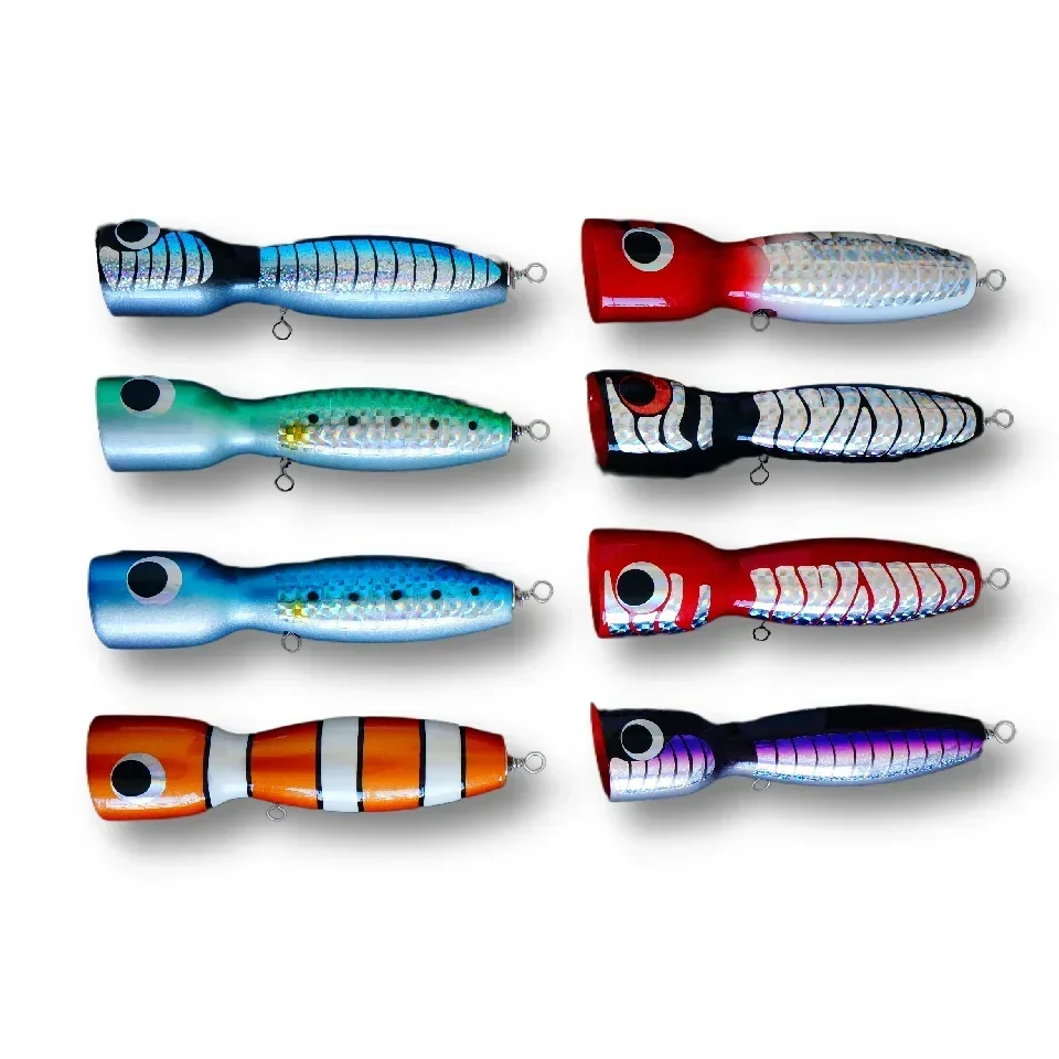 1 Uds. Wobblers Popper de madera 190mm120g Señuelos de pesca Topwater, cebos para Lucio, cebos duros, aparejos de pesca, Swimbaits - imagen 2