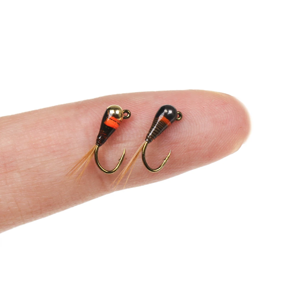 ICERIO-Plantilla de cuentas de tungsteno para pesca, de ninfas señuelo de pesca con mosca, percha de trucha, ninfa, perca, Crappie, cabeza de acero, color azul, #16, 8 piezas - imagen 4